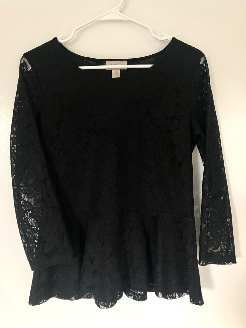 LOFT Black Lace Peplum Top